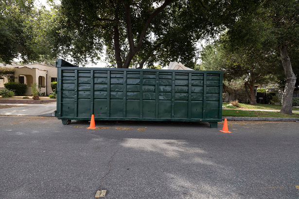 Dumpster on road